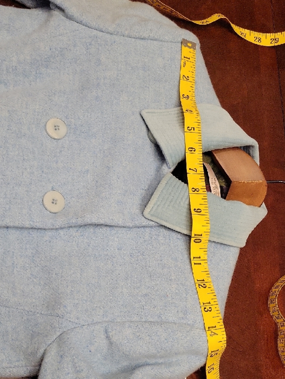 RED Valentino‎ Light Blue Double-Breasted Wool Pea Coat - Picture 7 of 12